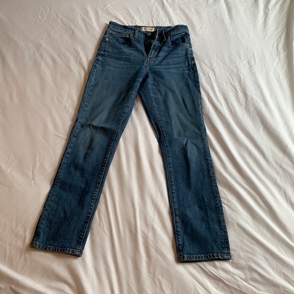 Madewell dark wash high rise straight leg jeans size 24